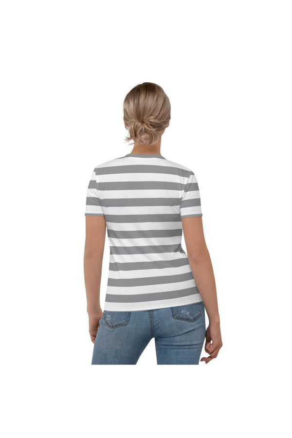 Gray Striped Women's T-shirt - Objet D'Art