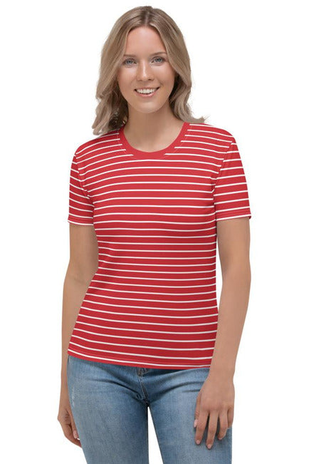 Red Stripes Women's T-shirt - Objet D'Art