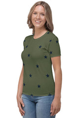 Stars on Chive Green Women's T-shirt - Objet D'Art