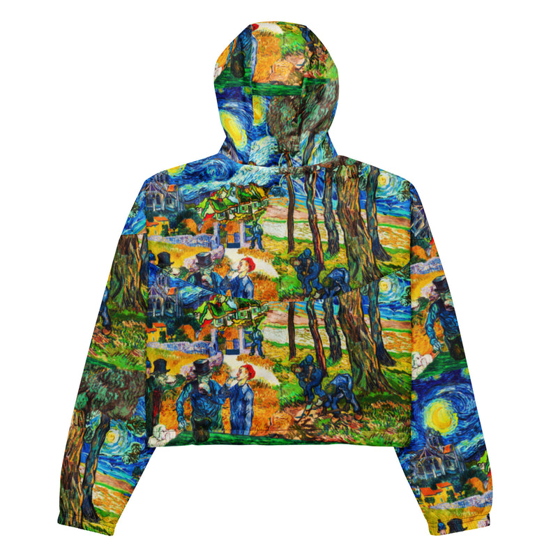 Van Gogh Collage Women’s cropped windbreaker - Objet D'Art