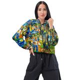 Van Gogh Collage Women’s cropped windbreaker - Objet D'Art