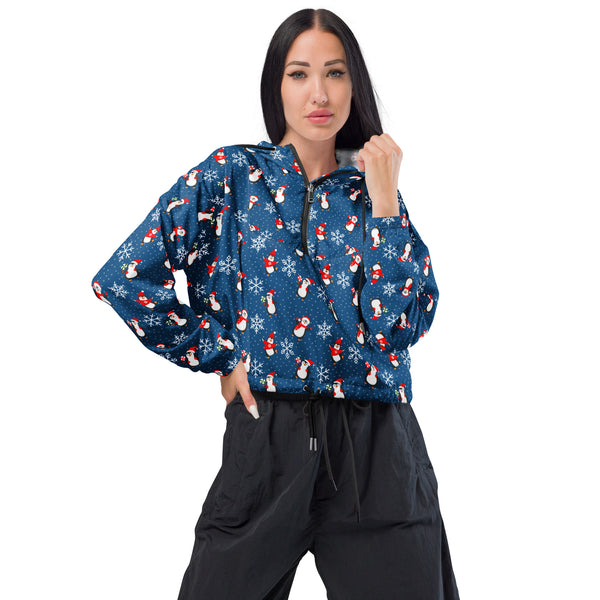 Happy Holidays Women’s cropped windbreaker - Objet D'Art