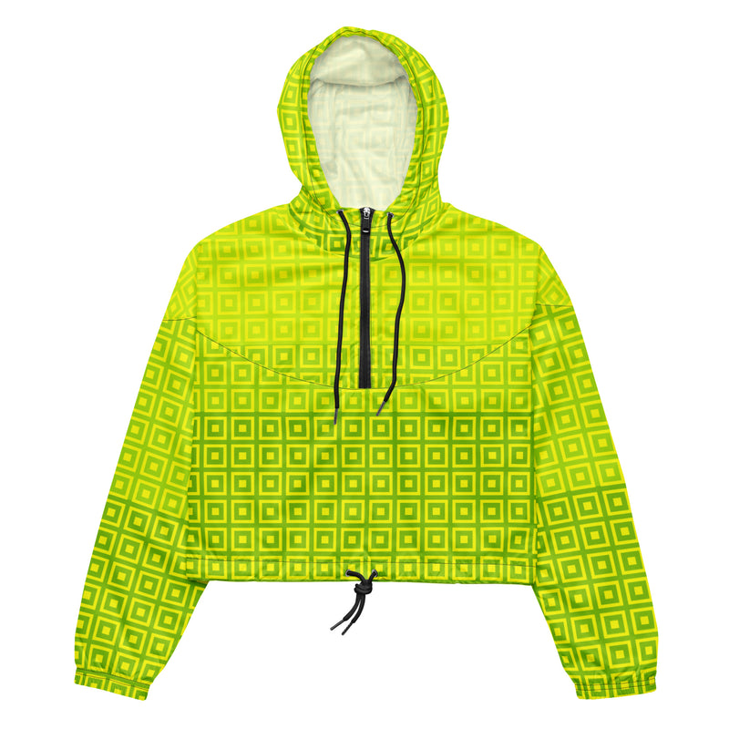 Lime Green Matrix Women’s cropped windbreaker - Objet D'Art