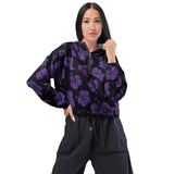 Hibiscus Print Women’s cropped windbreaker - Objet D'Art