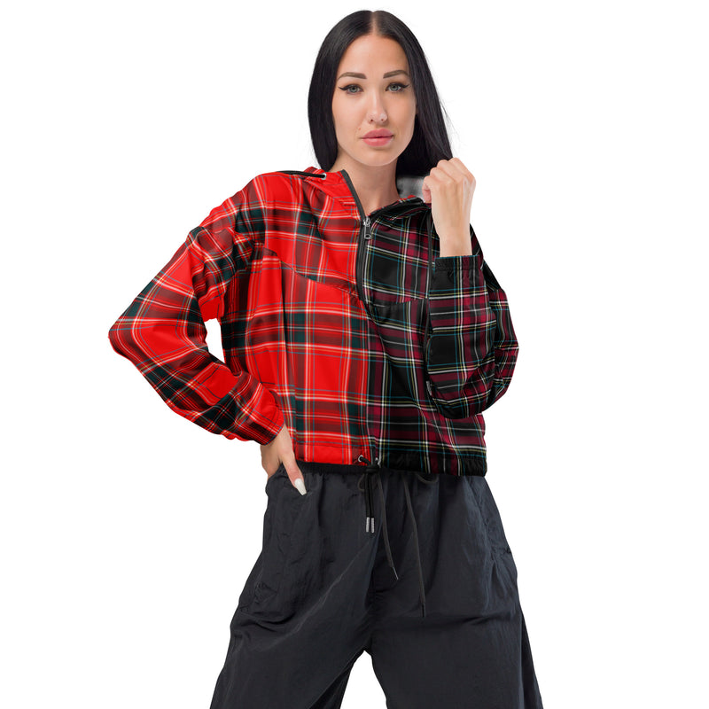 World Joy Plaid Women’s cropped windbreaker - Objet D'Art