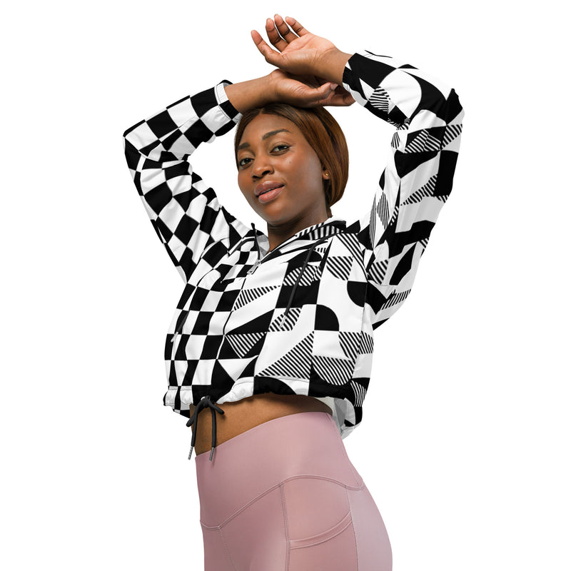 Bauhaus Checkered Women’s cropped windbreaker - Objet D'Art