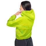 Lime Green Matrix Women’s cropped windbreaker - Objet D'Art