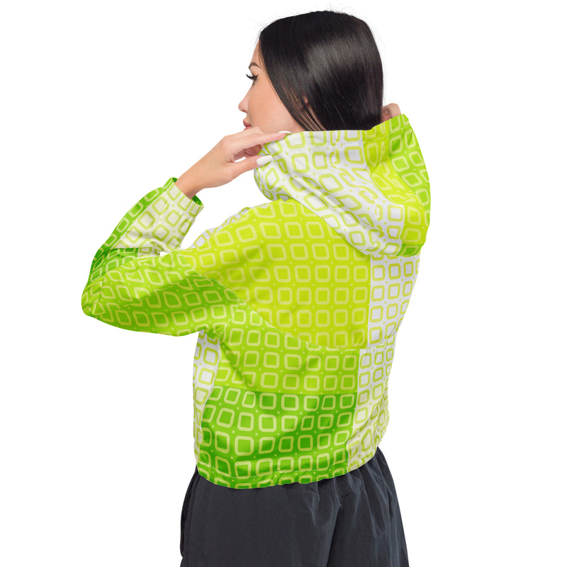 Two-Tone Lime Green Women’s cropped windbreaker - Objet D'Art