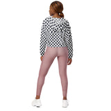 Polka Dot Paynes Gray Women’s cropped windbreaker - Objet D'Art