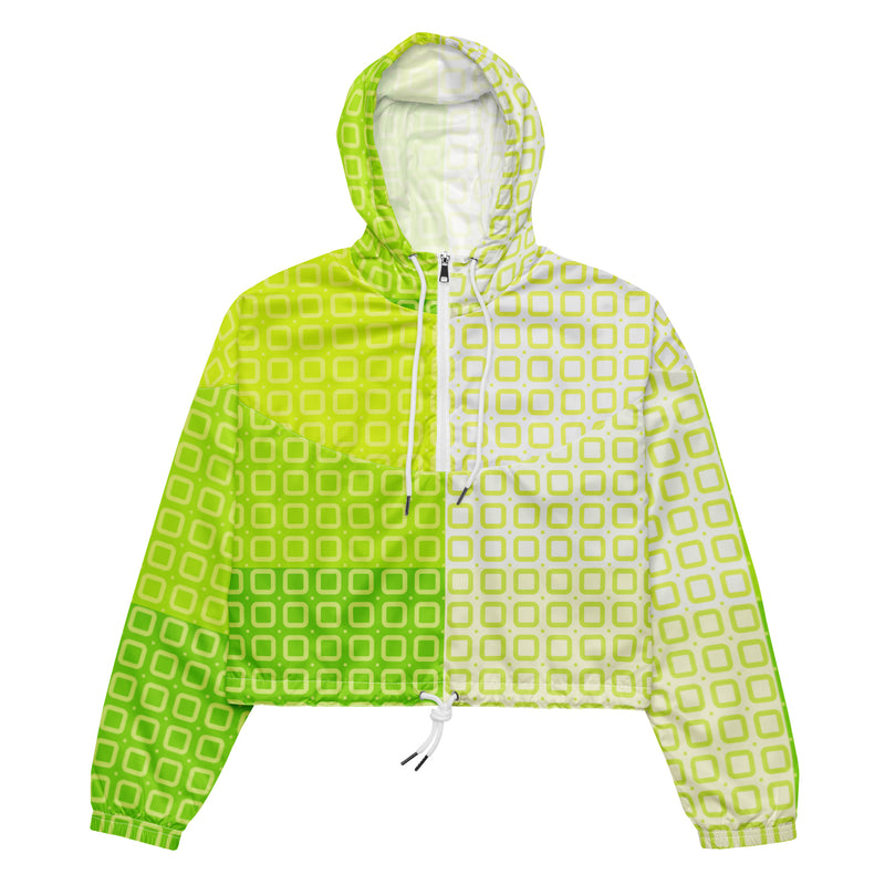 Two-Tone Lime Green Women’s cropped windbreaker - Objet D'Art