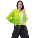 Two-Tone Lime Green Women’s cropped windbreaker - Objet D'Art