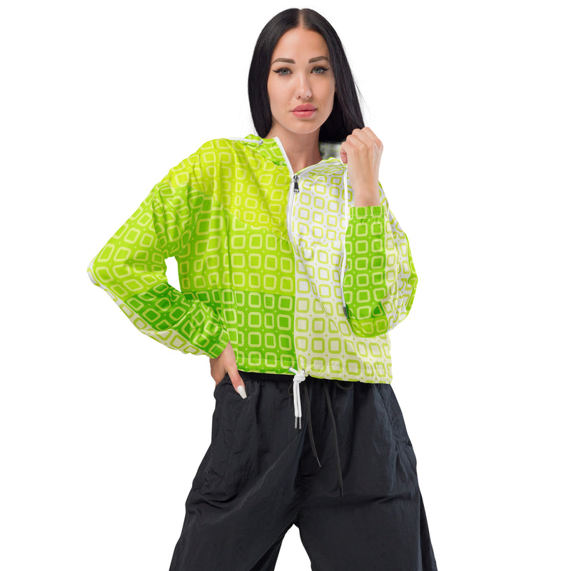 Two-Tone Lime Green Women’s cropped windbreaker - Objet D'Art