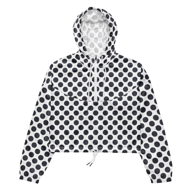 Polka Dot Paynes Gray Women’s cropped windbreaker - Objet D'Art