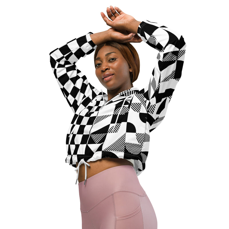 Bauhaus Checkered Women’s cropped windbreaker - Objet D'Art