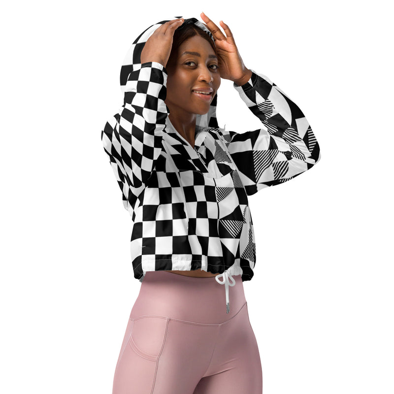 Bauhaus Checkered Women’s cropped windbreaker - Objet D'Art