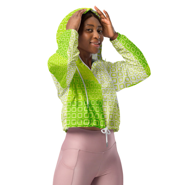 Two-Tone Lime Green Women’s cropped windbreaker - Objet D'Art