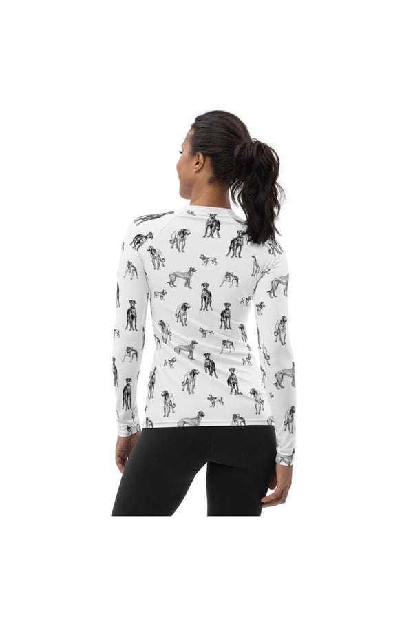 Dog Print Women's Rash Guard - Objet D'Art