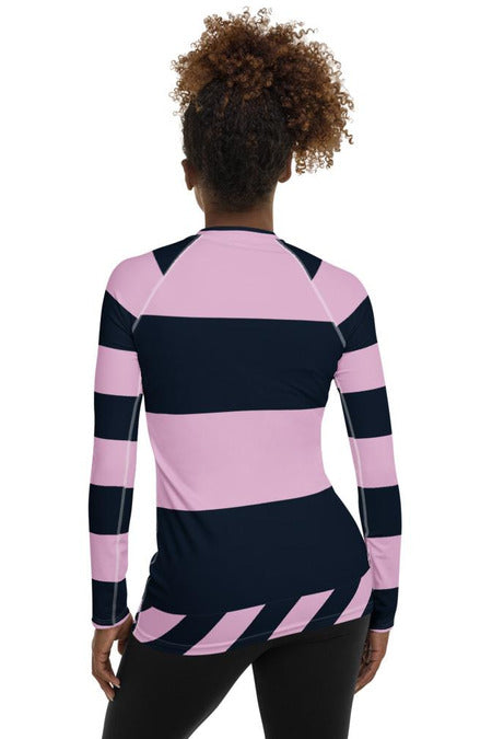 Pink & Blue Striped Women's Rash Guard - Objet D'Art