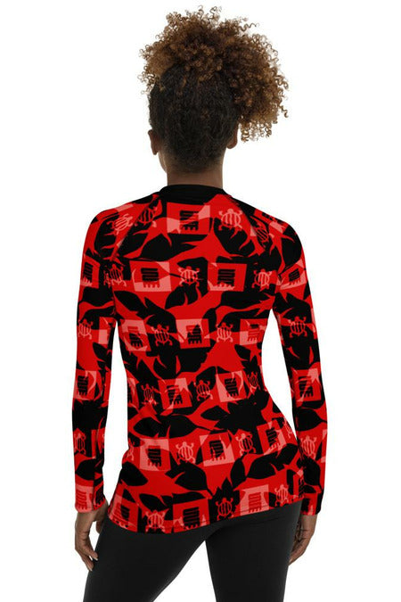 Adinkra Red Women's Rash Guard - Objet D'Art