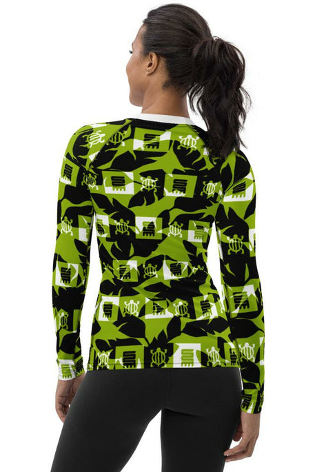 Neon Green Adinkra Women's Rash Guard - Objet D'Art