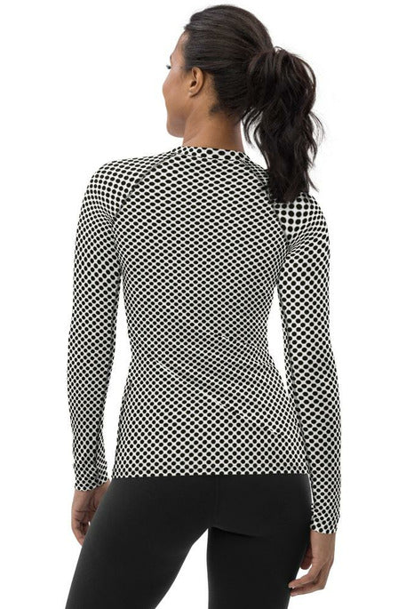 Micro Polkadots Women's Rash Guard - Objet D'Art