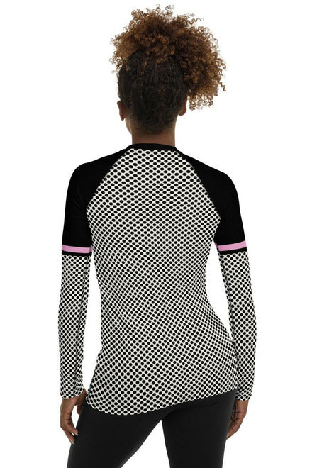 Polkadot Pink Women's Rash Guard - Objet D'Art