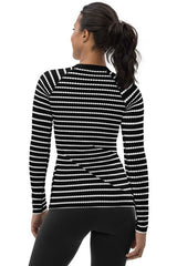 Striped Women's Rash Guard - Objet D'Art