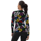 Colorful Number Cloud Women's Rash Guard - Objet D'Art