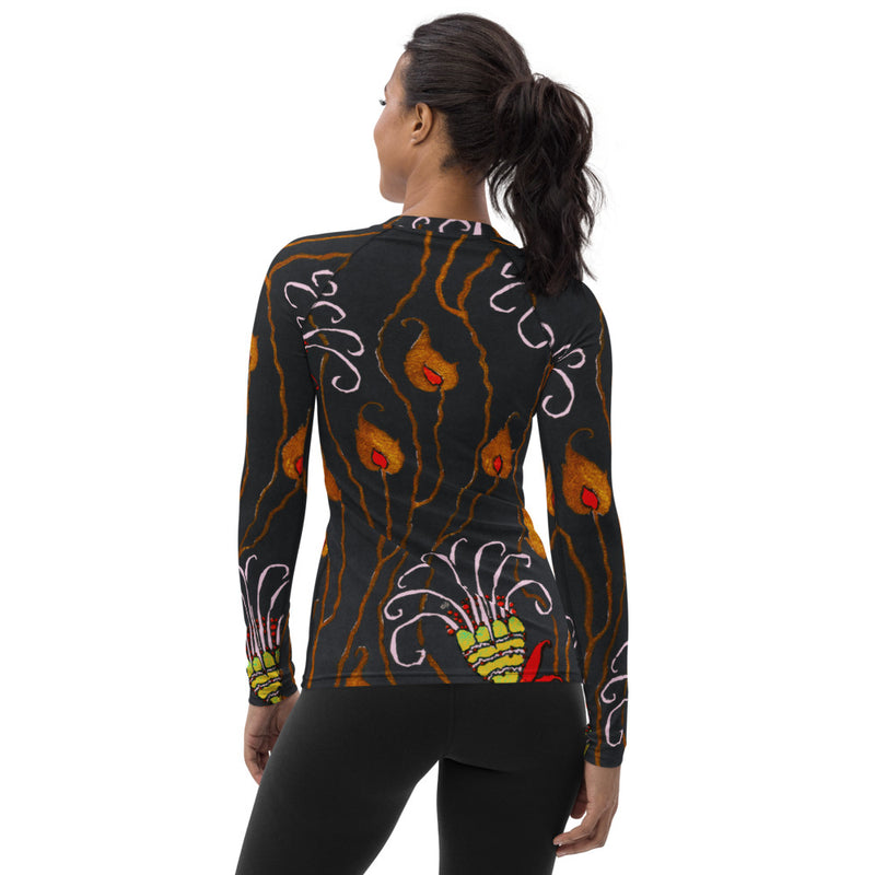 Art Deco Flowers Women's Rash Guard - Objet D'Art