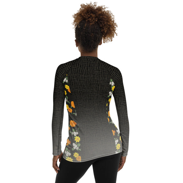 Floral Mesh Women's Rash Guard - Objet D'Art