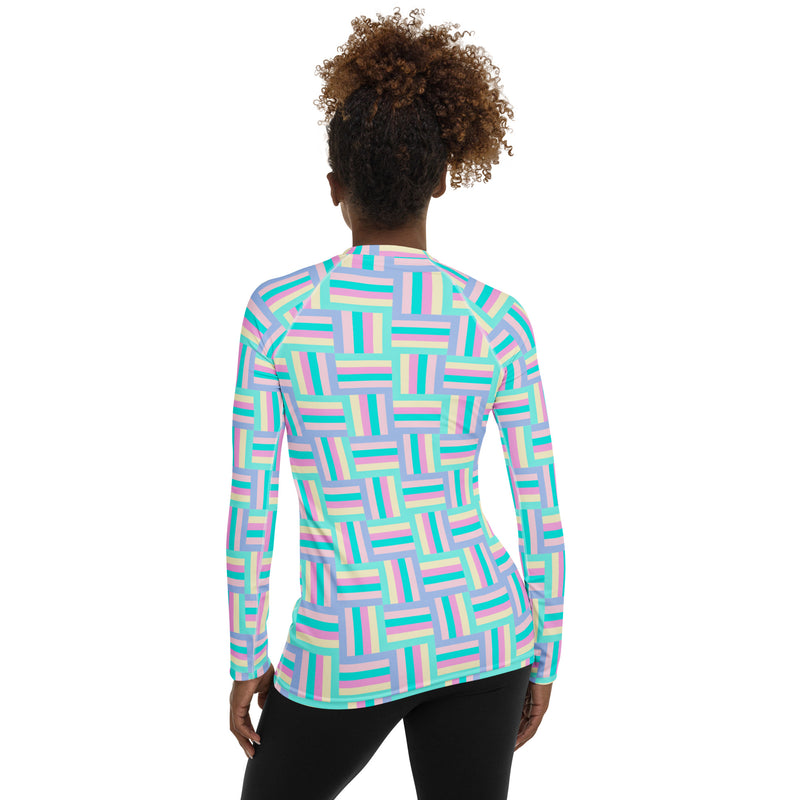 Screen Color Matrix Women's Rash Guard - Objet D'Art