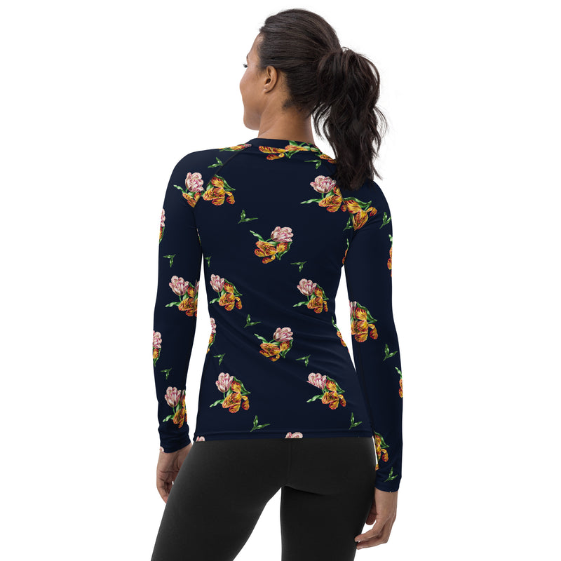 Floral Women's Rash Guard - Objet D'Art