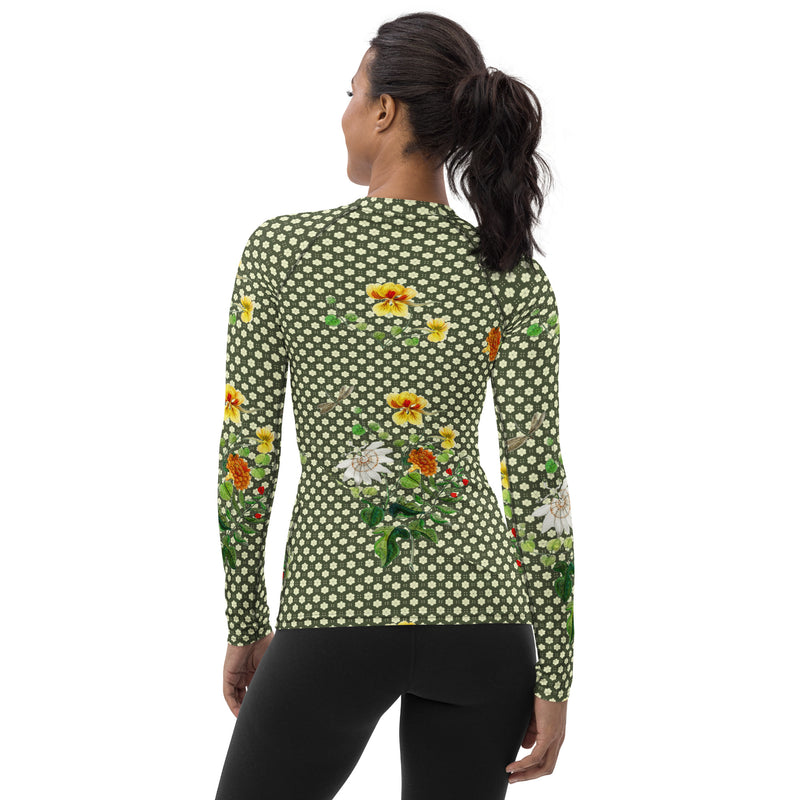 Floral Women's Rash Guard - Objet D'Art