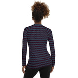 S Pattern Striped Print Women's Rash Guard - Objet D'Art