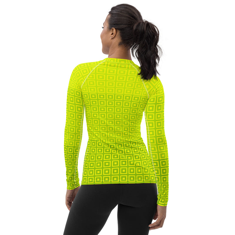 Lime-Green Matrix Women's Rash Guard - Objet D'Art