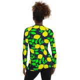 Lemon Print Women's Rash Guard - Objet D'Art