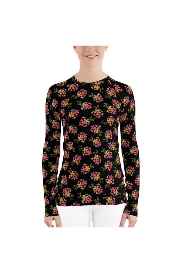 Floral Flare Women's Rash Guard - Objet D'Art