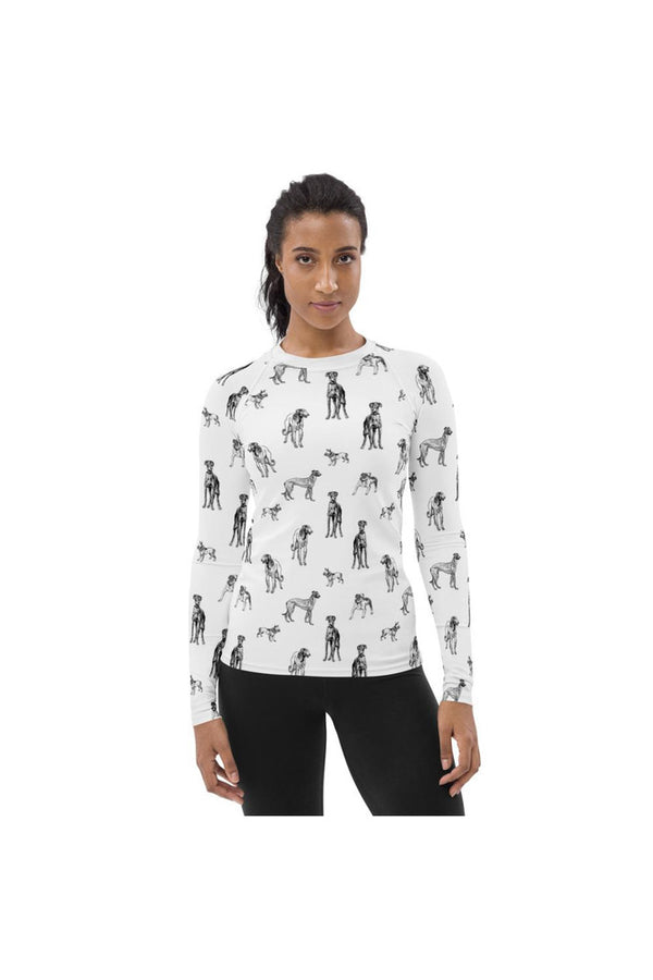 Dog Print Women's Rash Guard - Objet D'Art