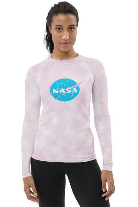 Pastel Pink NASA Meatball Women's Rash Guard - Objet D'Art