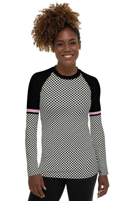 Polkadot Pink Women's Rash Guard - Objet D'Art