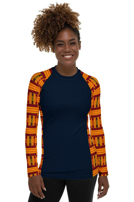 Kente Cloth Accented Women's Rash Guard - Objet D'Art