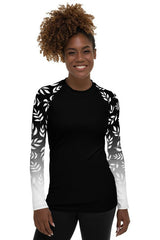 Floral Women's Rash Guard - Objet D'Art