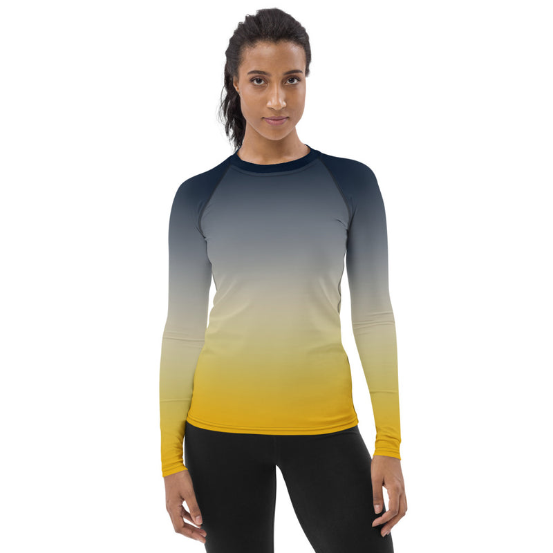 Blue & Gold Ombre Women's Rash Guard - Objet D'Art