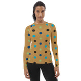 Earth Tone Polka Dots Women's Rash Guard - Objet D'Art