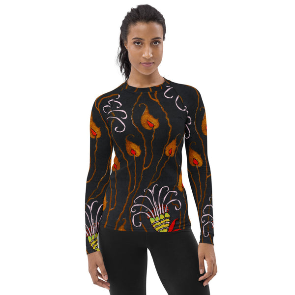 Art Deco Flowers Women's Rash Guard - Objet D'Art