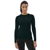 Storm Green Striped Women's Rash Guard - Objet D'Art