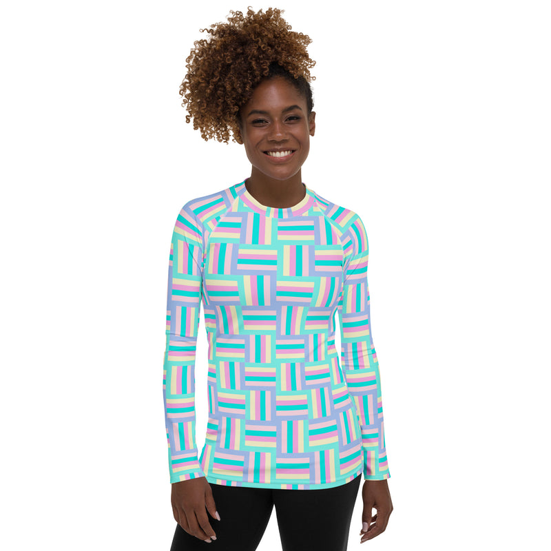 Screen Color Matrix Women's Rash Guard - Objet D'Art