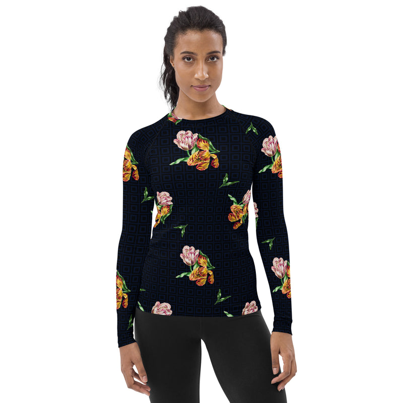 Floral Matrix Women's Rash Guard - Objet D'Art