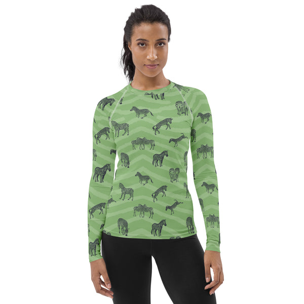 Zestful Zebras Women's Rash Guard - Objet D'Art