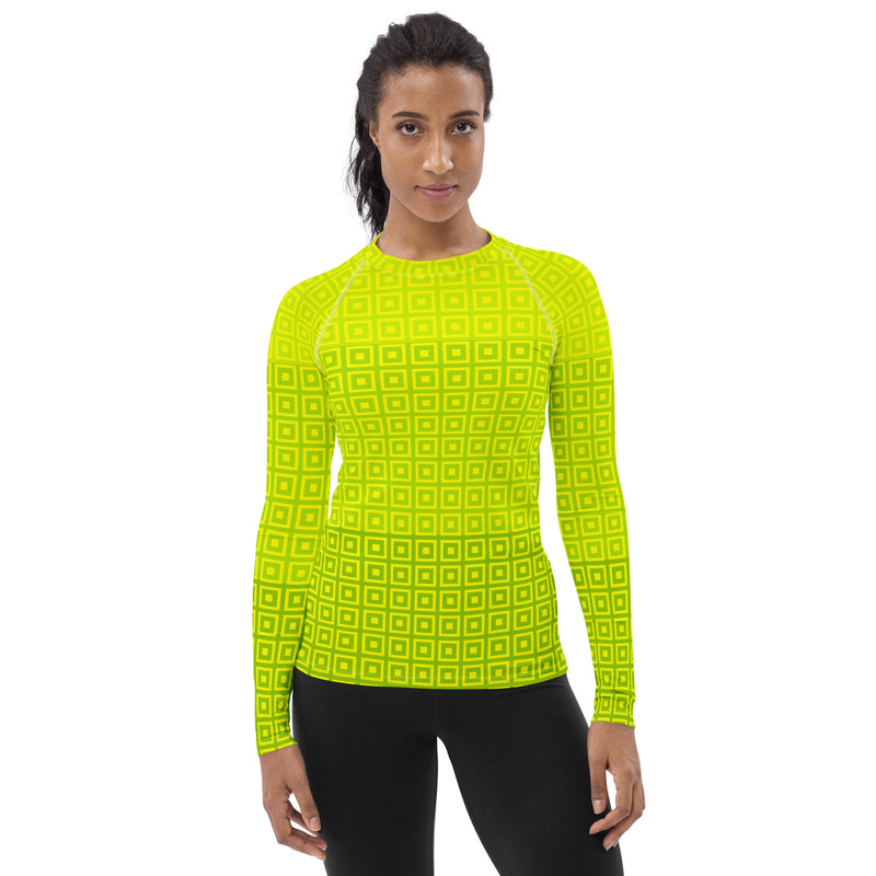Lime-Green Matrix Women's Rash Guard - Objet D'Art